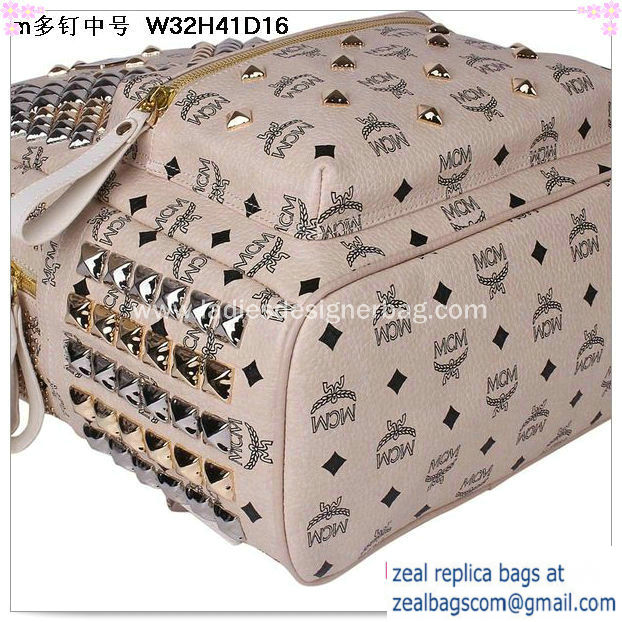 High Quality Replica MCM Medium Stark Front Studs Backpack MC4237 Beige - Click Image to Close